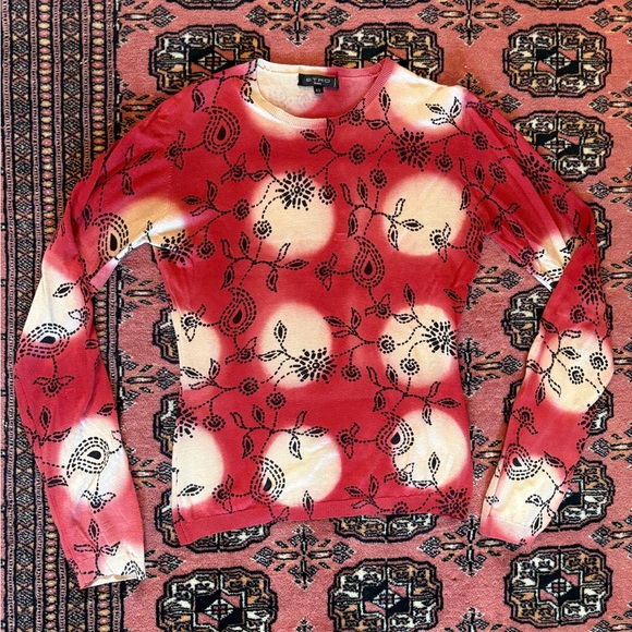 Etro Milano Sweaters - Etro Milano Red Print Spring Sweater